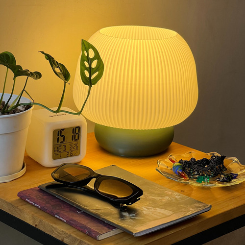 Lampara Mesa Luz Velador Escritorio Hongo Seta Colores