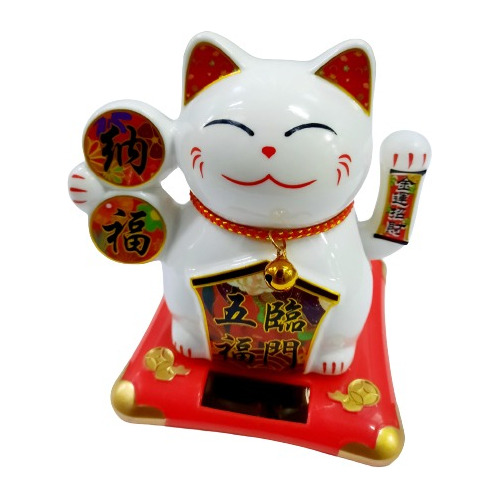 Gato Gatito De La Suerte Fortuna Solar Maneki Neko Cerámica