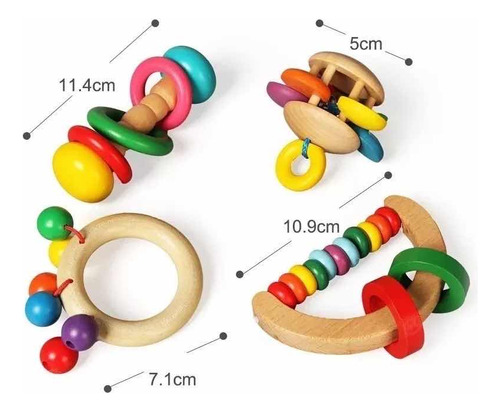 Sonajeros Para Bebe Juguete De Madera Estimulacion Temprana