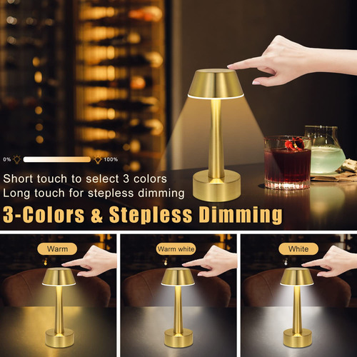 Juego De 2 Lámparas De Mesa Inalámbricas Led Táctil