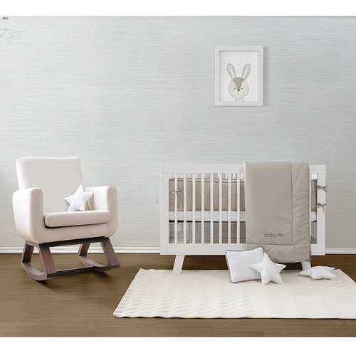 Set De Edredón Ultrasoft 4 Piezas Gris Cama Cuna Corral