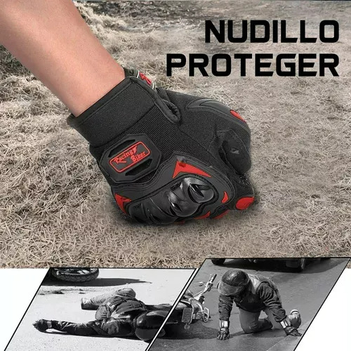 Guantes De Proteccion Anti Derrape Pantalla Táctil Para Moto Rojo Xl