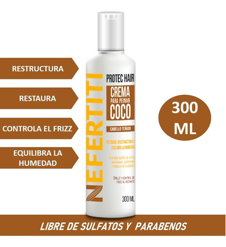 Crema Para Peinar Coco Con Keratina Cabello Teñido 300ml