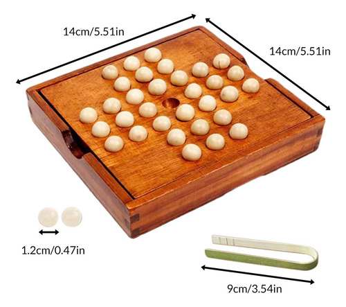 Juego De Mesa Solitario De Madera Con 32 Clavijas, Ajedrez