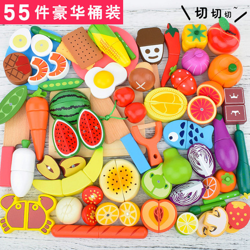 55 Peças De Barris De Frutas E Vegetais (vegetais De Madeira