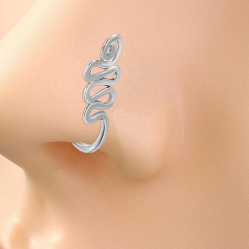 Piercing Falso Anillo De Nariz Clip En Forma De U En Plata