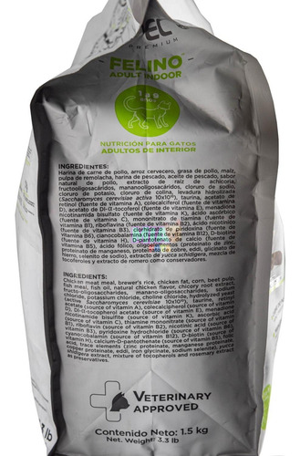 Imagen 3 de 6 de Alimento Nupec Indoor Gato Adulto Pollo Salmon Arroz 1.5k