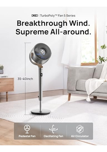 Ventilador De Pie Omnidireccional Para Dormitorio, 24 Metros