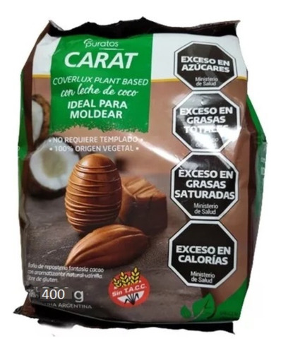 Chocolate Para Moldeo Carat Coverlux Con Leche De Coco 400g