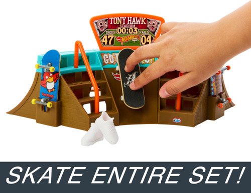 Hot Wheels Skate Stadium Playset Tony Hawk Con Diapasón Y Za Color