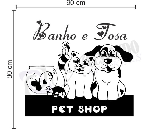 Adesivo Papel Parede Banho Tosa Pet Shop Veterinario Oferta