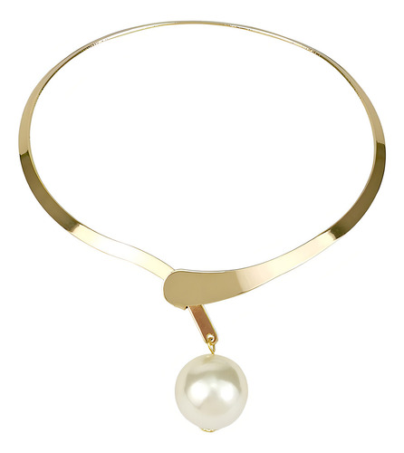 Colar Choker Dourado Feminino Pérola Luxuoso Para Festa