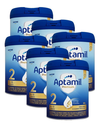 Kit Com 6 Aptamil Premium 2 Fórmula Infantil 800g Cada