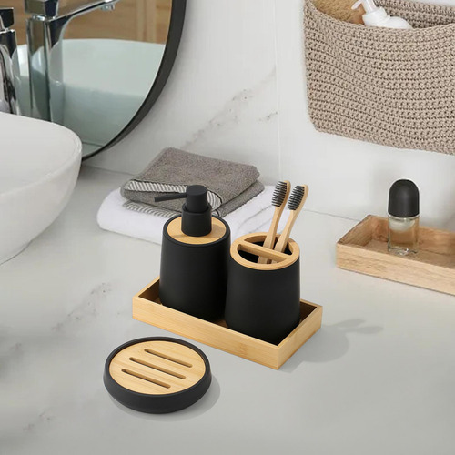 Juego De Accesorios De Baño De 4 Piezas, Juego De Negro
