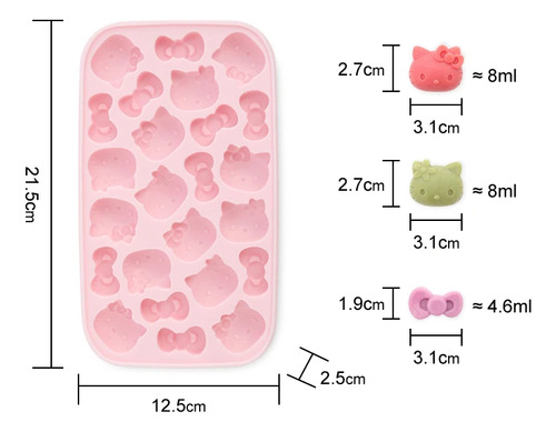Molde Para Hielos Repostería Hello Kitty De Silicon Con Tapa