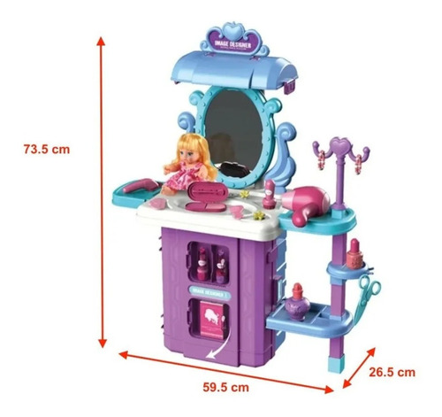 Imagen 3 de 10 de Maleta Peinadora 3 En 1 Portatil + 39 Accesorios Para Niña