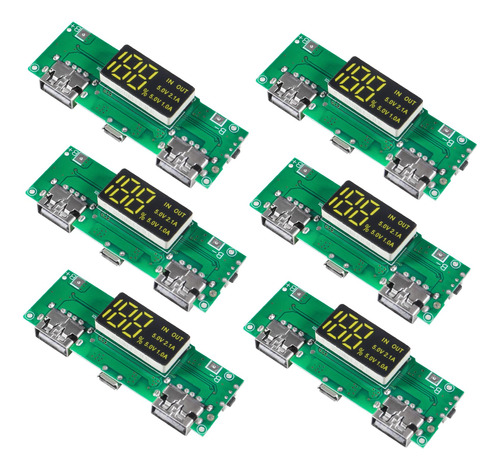 Diitao 6 Piezas De Placa De Carga 18650, Doble Usb 5v 2a 1a,