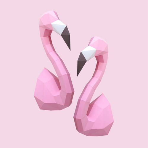 Imagen 2 de 2 de Cabeza De Flamenco De Papel 3d (x2) Decoración