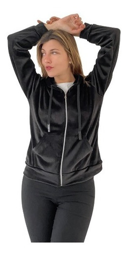 Hoodie Plush Buzo Campera Capucha Bolsillo Canguro Mujer 