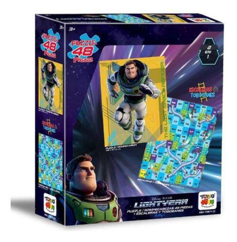 Juego 2 En 1 Puzzle 48 Pzs Escaleras Toboganes Lightyear