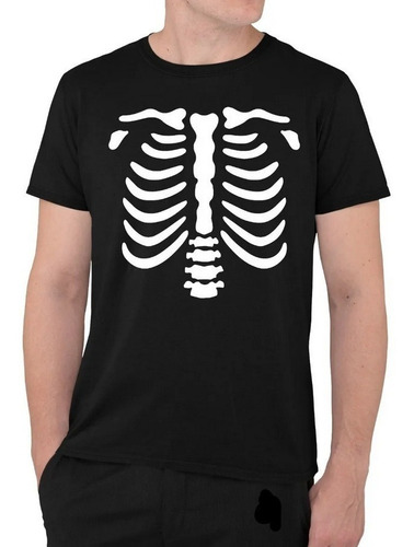 Polera Estampada Esqueleto Halloween Huesos