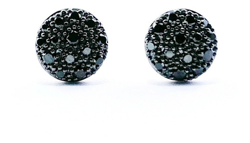 Aros Con Diamantes Fancy Black Oro Rosa 18k - Regalo.