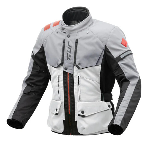 Campera Para Moto Tur Waypoint Cuatro Estaciones Impermeable Gris Claro Lisa L