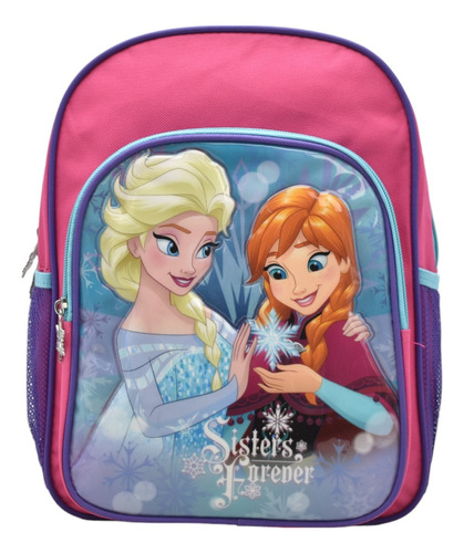 Mochila Frozen Ana Y Elsa Sisters Forever Estampado Relieve 112132 Kinder Ruz Color Rosa