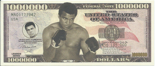 Billete Muhammad Ali Un Millón Coleccionable Alusivo Arte