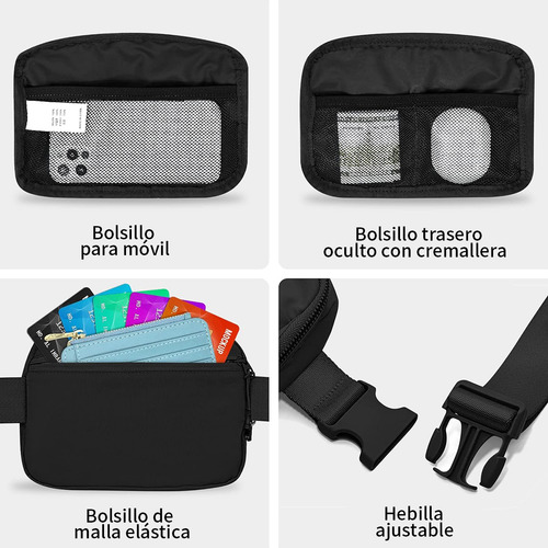 2 Cangureras Multiusos Impermeable Naisieka 2YB Color Negro/Caqui