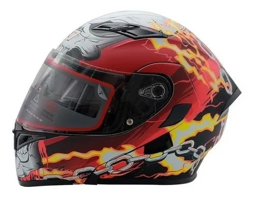 Casco Abatible Negro Dot R7 Unscarred Ghost Rider S xxl Cuotas