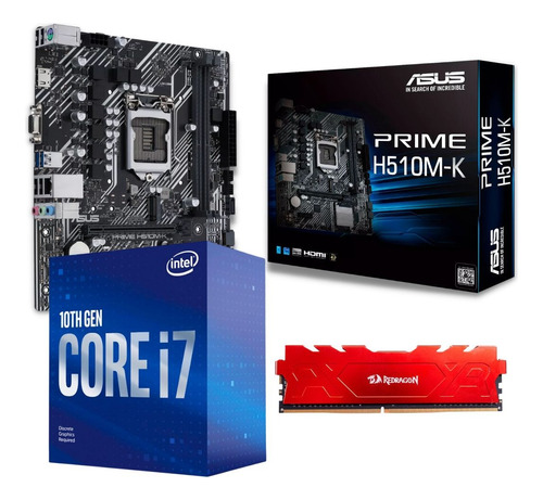 Kit Upgrade Core I7 10700f H510 Asus Memória 16gb Ddr4