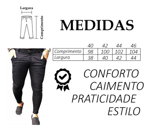 Imagem 6 de 6 de Calça Alfaiataria Sarja Social Skinny Masculina Com Elastano