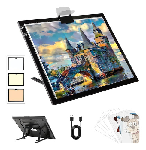 Mesa De Dibujo Luz Led Recargable Con Clip Magnetico A3