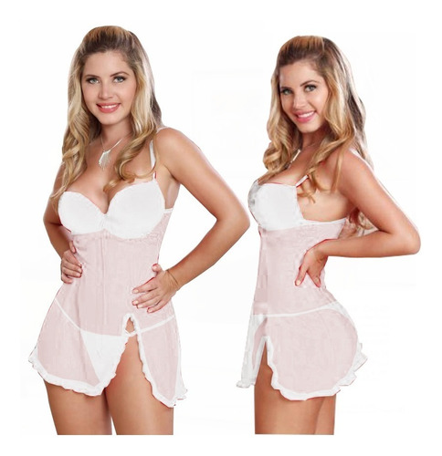  Babydoll Para Novias/lencería Fina/ Push Up Tela Tull