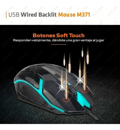 Imagen 4 de 10 de Mouse Gamer Retroiluminado 1600dpi Meetion Mt-m371 Premium