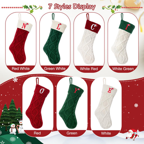 Medias De Navidad Bordadas Con Letra J 45 Cm Decoración