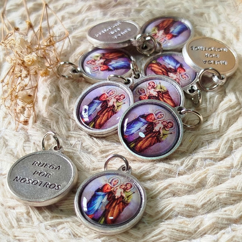 10 Medallas Esmaltadas Sagrada Familia. (dije Italianas) Azul