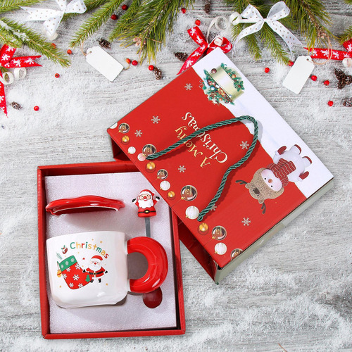 Juego De Tazas Navideñas Con Tapa Y Calcetines Rojos