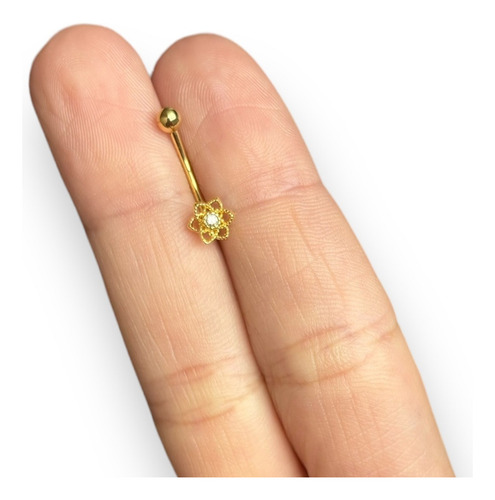 Piercing Intimo Genitál Umbigo Rook Coração Aço Cirúrgico Cor Flor De Lotus Dourada