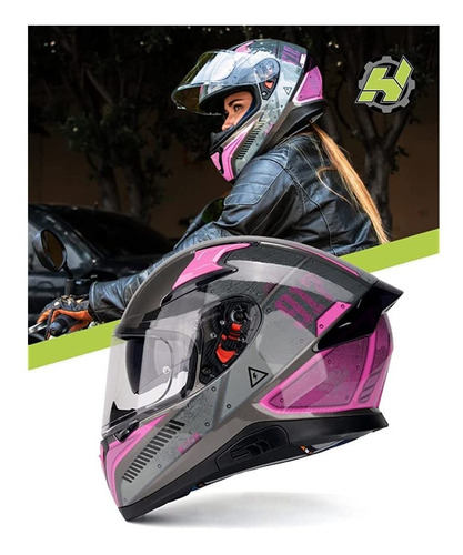 Casco Integral Para Motocicleta Hax Con Doble Alerón Trasero