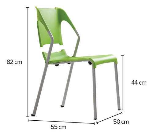 Silla Chill Polipropileno Verde Estructura Plata Marca Durex