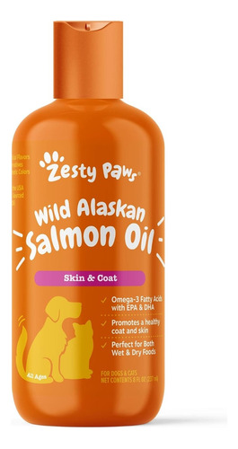 Zesty Paws Aceite De Salmón Omega 3 Para Pelaje Saludable