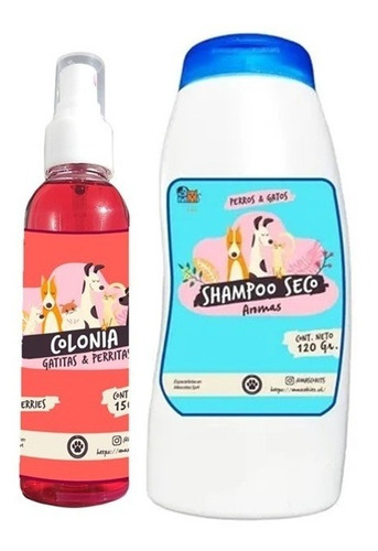 Kit Para Gato Shampoo Seco Coco + Colonia Aroma Berries