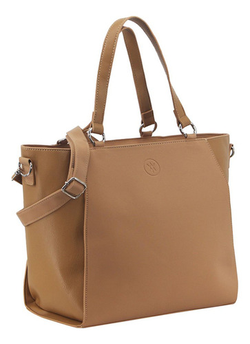 Cartera Amayra Clásica Simil Cuero Rígida Amplia Diaria Color Camel 67.c2640.2