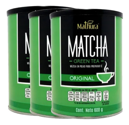 3 Latas De Te Matcha De 600g Marca Mathura Envio Gratis