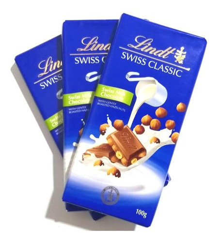 Chocolate Classic Ao Leite Com Avelã Lindt 100g (3 Unidades