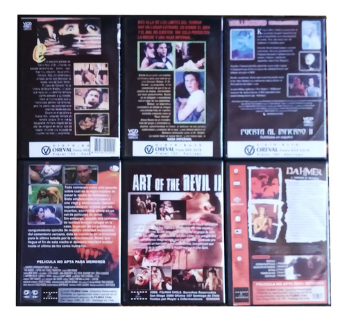 Pack 6 Películas Dvd Vcd Horror Terror Gore Culto Clásicas (Usado)