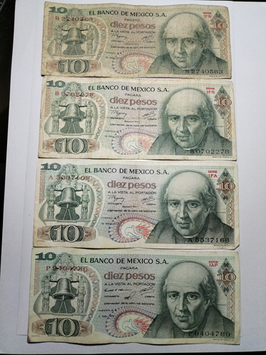 Billete De Diez Pesos Hidalgo 1971-1977
