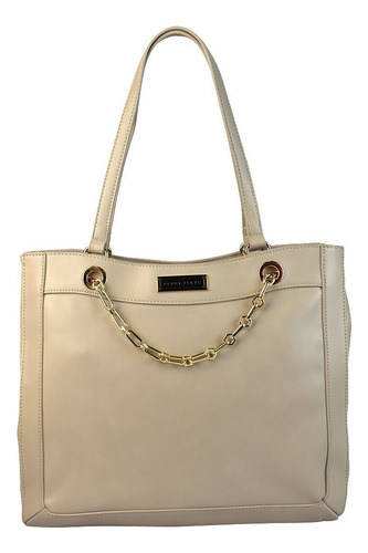 Bolsa Tote Perry Ellis A04235 De Pvc  Suela Con Correa De Hombro Beige Asas Color Beige